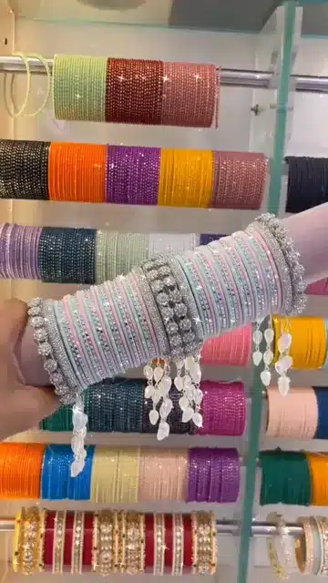RoseBlush Diamond Sparkle Bangles Set